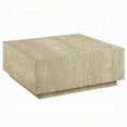 thumbnail image 3 of Lory Coffee Table-35 Inch Square Travertine Top-Natural Wood Beige, 3 of 5