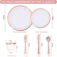 thumbnail image 3 of 450 PCS Rose Gold Disposable Dinnerware Set for 75 Guests, Valentine's Day Plates, 75 Dinner & Salad Plate, Cups, Forks Knives Spoons for Wedding Reception and Mothers Day Plates, 3 of 12