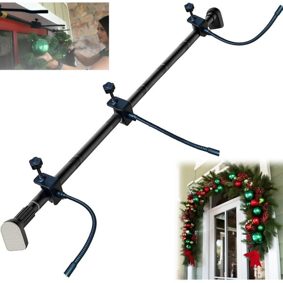 Garland Hanger for Front Door | Adjustable No-Screw Holder Fits 32"-80" Doors | Heavy-Duty Christmas Halloween Decoration for Wreaths, Lights & More | Damage-Free Installation (Black, 32"-39")
