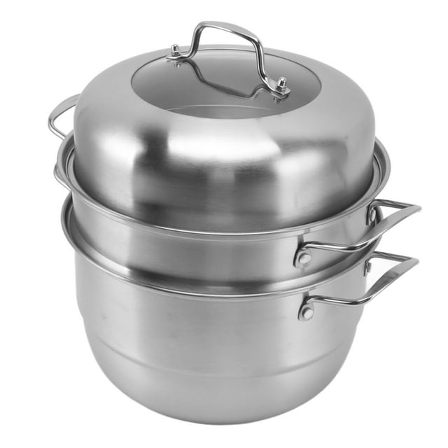 Food Steamer for Cooking, Stainless Steel Steamer Pot with Handles, Large Space Multi Layer Steam Pot Multipurpose Cookware with Tempered Glass Lid for Vegetables Seafood And More