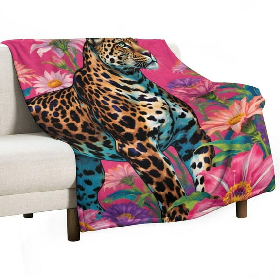 Leopard Print Flannel Blanket Novelty Pattern Nap Blanket Sofa Room Office Soft Throw Blanket Outdoor Camping Warm Blanket