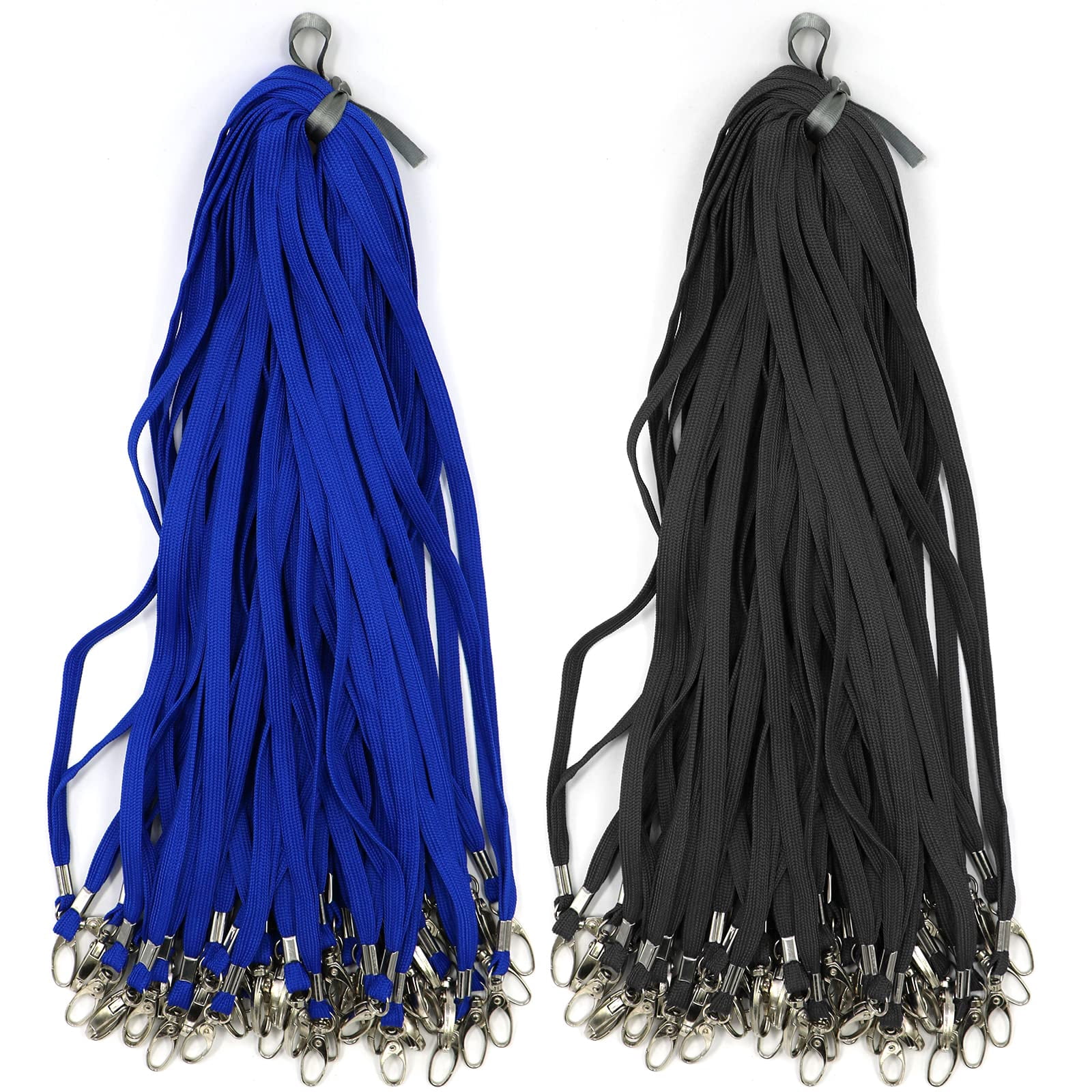 100 Pack Lanyards Bulk Black Lanyard For Office Id Badges Flat With Badge Clip Swivel Hook (100  Black)