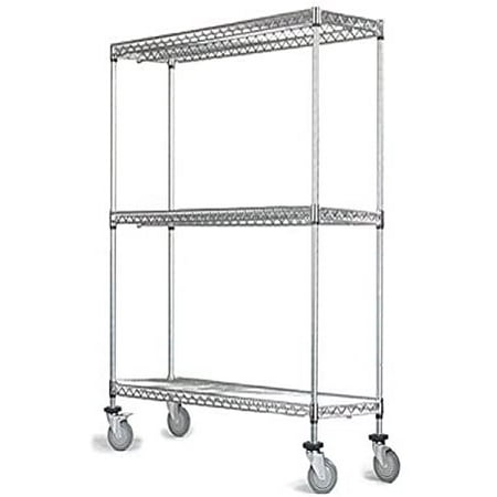 

18 Deep x 30 Wide x 102 High 3 Tier Stainless Steel Wire Shelf Truck with 1200 lb Capacity