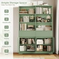 thumbnail image 5 of Hiphuta 69"H Modern Bookcases with Doors & Drawers, Large Wooden Display Shelf for Home Office, Wooden Storage Bookshelf for Living Room, Green, 5 of 10