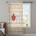 thumbnail image 3 of Canada Maple Home Sheer Curtains 63 Inches Long, Red Leaf Vintage Farmhouse Grey Wooden Light Filering Curtains, Breathable Simi Curtain Privacy Drapes for Living Room Bedroom Window Treatment, 3 of 9