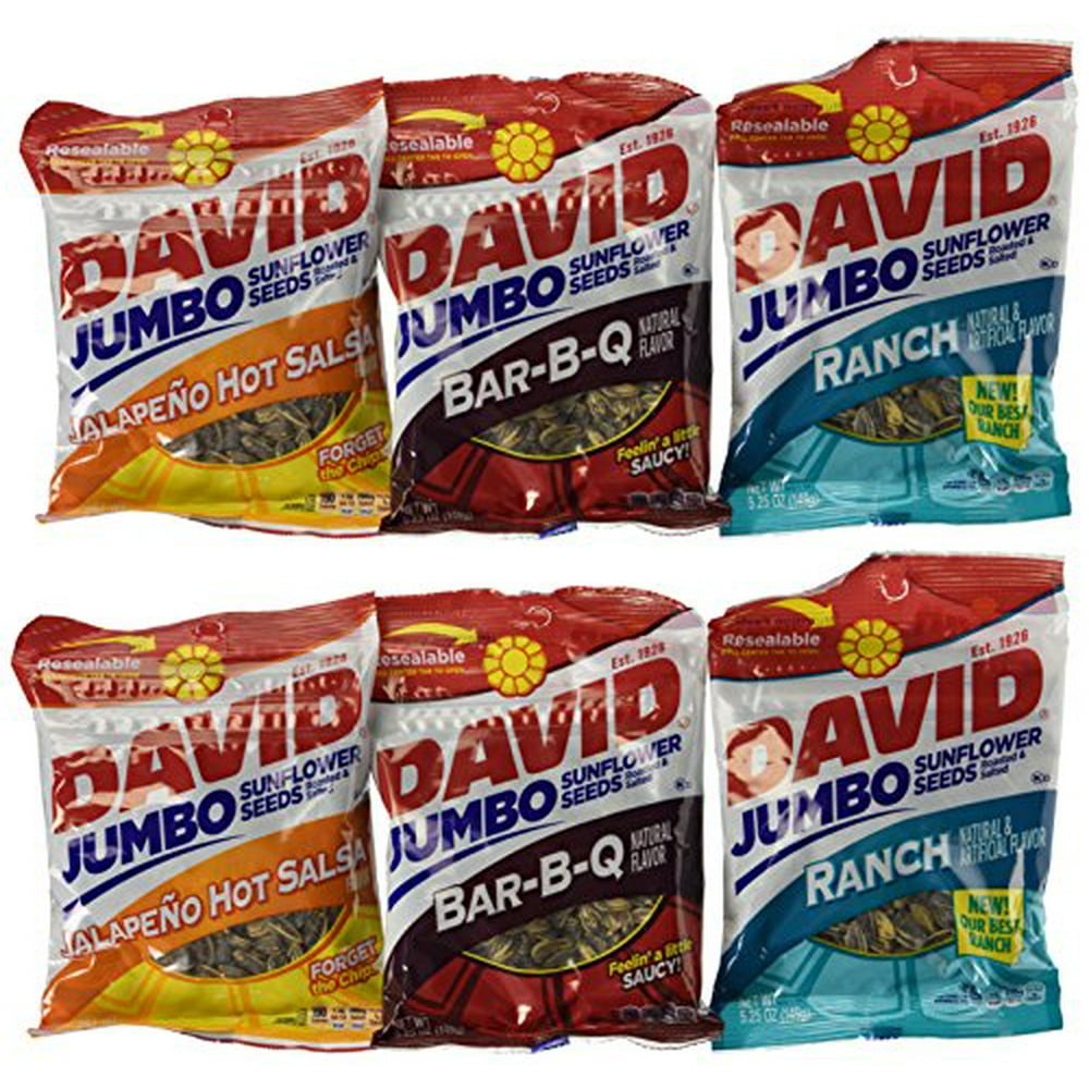 David Jumbo Sunflower Seeds, 5.25 oz Packages, Variety Bundle (Pack of 6)