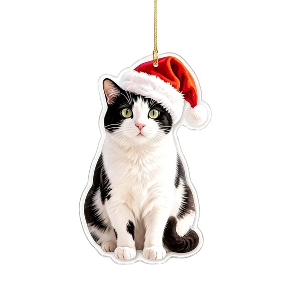 Flat Printed Acrylic Christmas Ornament, Cute Pet Pendant for Xmas Party Home Decor