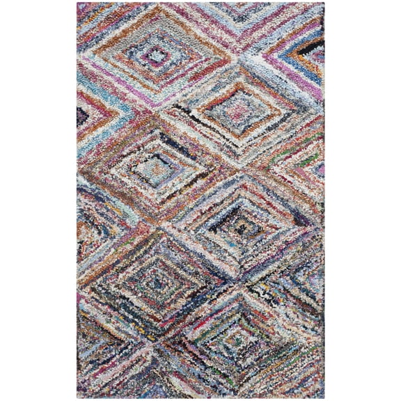 SAFAVIEH Nantucket Aimee Geometric Diamonds Cotton Runner Rug, Multi, 2'3" x 5'