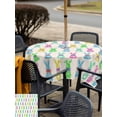 thumbnail image 4 of Outdoor Tablecloth with Umbrella Hole and Zipper, Easter Bunny Square Table Cloth 54x54 Inch Waterproof Tablecloth, Colorful Rabbits Love Heart Vintage Country Picnic Table Cover for Patio Camping, 4 of 7