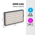 thumbnail image 4 of GENARAY Pocket RGB Video Light Panel, Photography Camera Light, on-Camera Panel Light for Content Creators, Vloggers, 4000mAh Rechargeable Battery, RGB LED Lights Controls, 2500 to 9900K CCT Range, 4 of 9
