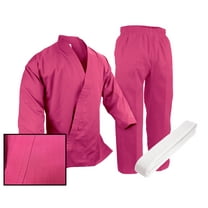 Martial Arts Karate 7.5 oz Pink Karate Taekwondo Uniform Gi Premium Fabric ( Size #2)