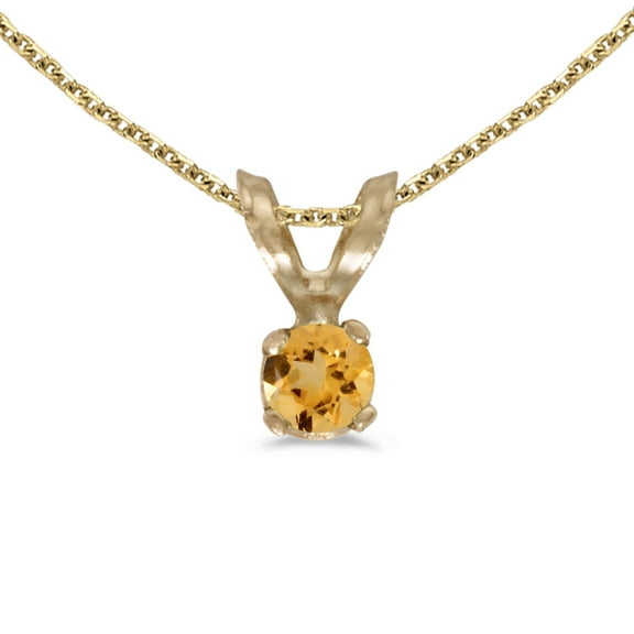 10k Yellow Gold Round Citrine Pendant with 16" Chain