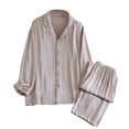 thumbnail image 2 of Juslio Pajamas for Men Solid Collar Homewear Long Sleeve Tops and Pants 2-Piece Matching Pajamas Sets M, 2 of 3