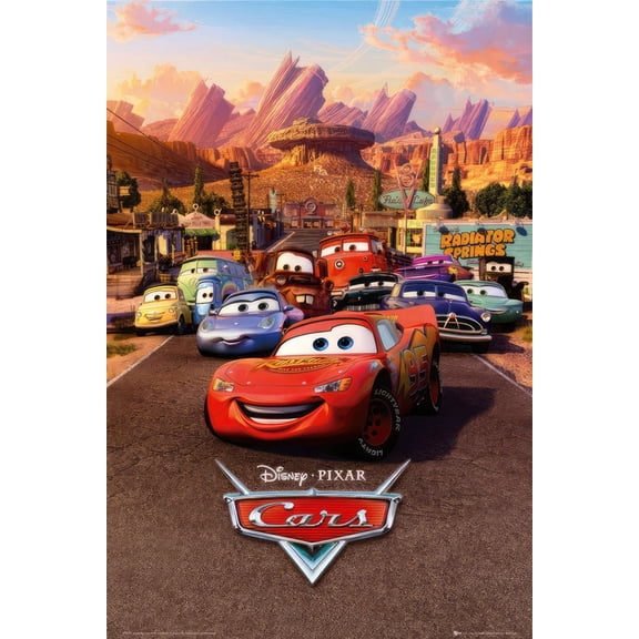 Cars - Pixar Movie Poster (Regular Style - Lightning McQueen & Friends) (Size: 24" x 36")