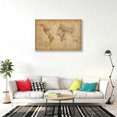 thumbnail image 2 of Antique World Map - Framed Poster (Vintage Map Of The World) (Size: 37" X 25") (Shiny White Aluminum Frame), 2 of 6