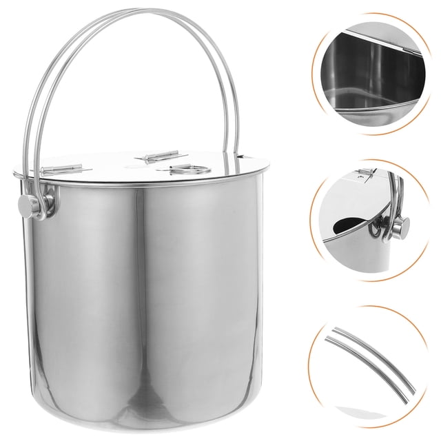 HEANUJJ De Acero Inoxidable Para Almacenamiento De Hielo Con Y Asa Plateado