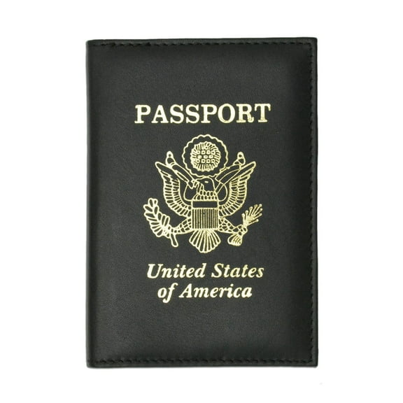 Premium Leather United States Passport Holder Card Holder Golden Print Emblem P 601 USA (C) Brown