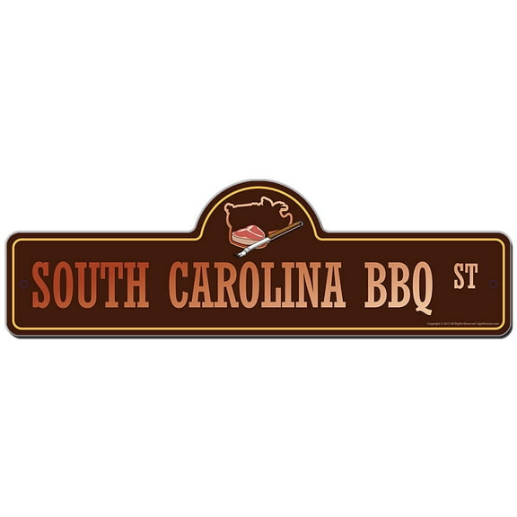 South Carolina Bbq Street Sign | Indoor/Outdoor | Funny Home Decor for Garages, Living Rooms, Bedroom, Offices | SignMission personalized gift