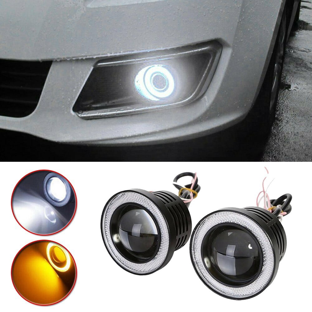 2x 3.5" Round LED Fog Light Projector Lamp Ice Blue Angel Eyes DRL Halo Ring