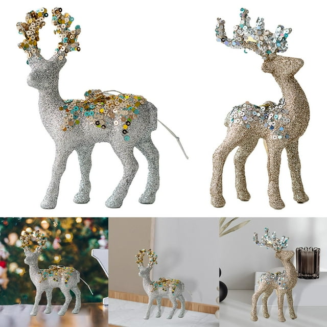 2 piezas Reno Elk Salvador Árbol de Navidad Decoración Artesanía Figuras Colgante de ciervo decorativo