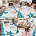 thumbnail image 5 of 6'x9' Area Rugs, Teal Red Coastal Indoor Outdoor Area Rug for Living Room Bedroom, Ocean Nautical Starfish Coral Striped Washable Bathroom Rugs Kitchen Floor Carpet Mats Home Decor Aesthetic, 5 of 8