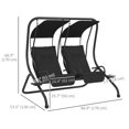 thumbnail image 3 of Outsunny 2-Seat Patio Swing Chair w/ Removable Canopy & Cup Holders, Black, 3 of 10