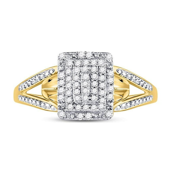 10K Yellow Gold Womens Round Diamond Cluster Ring 1/6 Cttw, Womens Size: 5-10