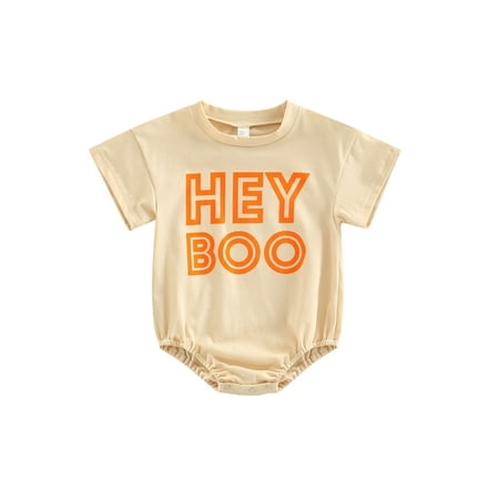 

Bagilaanoe Newborn Baby Girl Boy Halloween Rompers Letter Print Short Sleeve Bodysuit 6M 12M 18M 24M Infant One Piece Jumpsuit