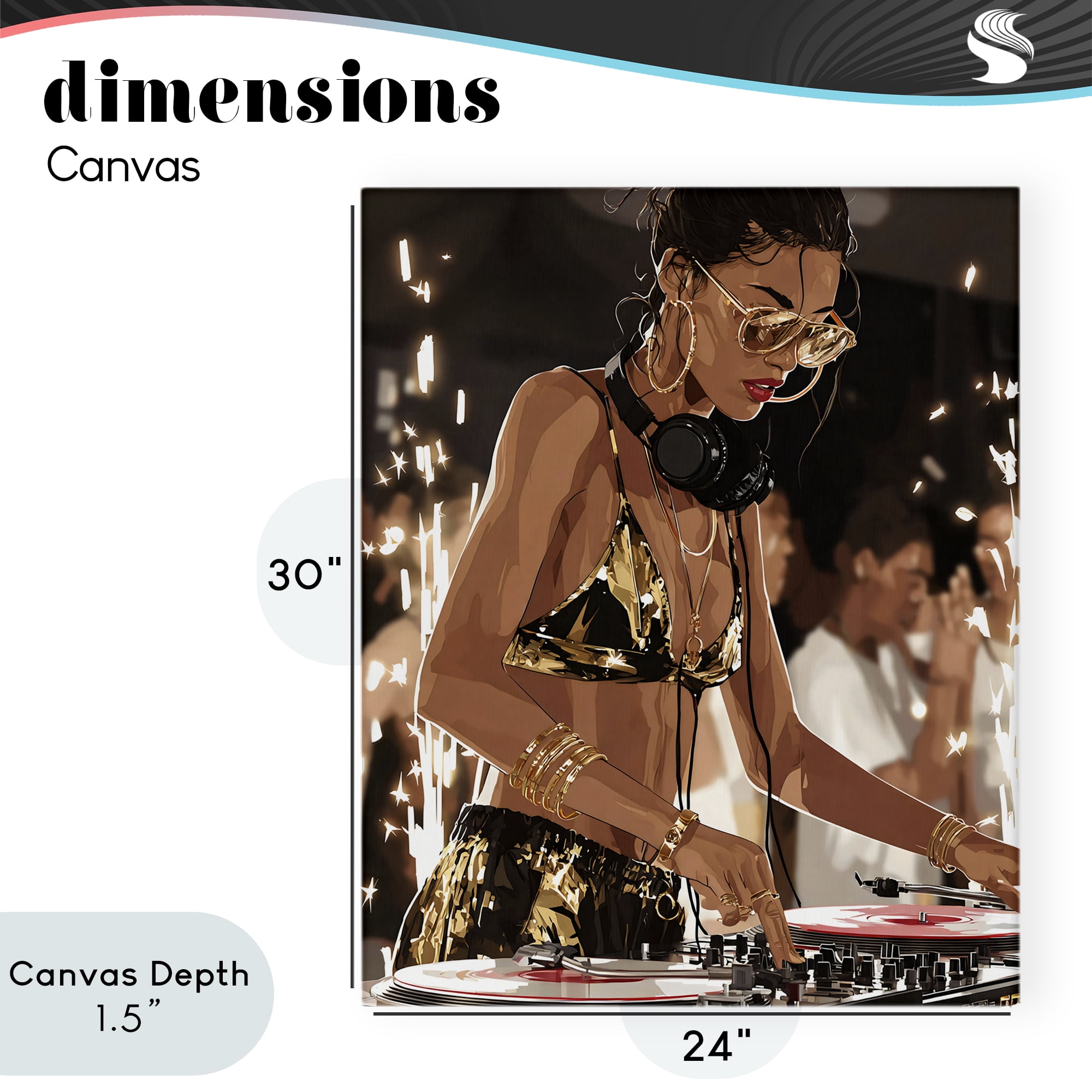 Stupell Industries Party All Night Gilded DJ Canvas Wall Art, design by Franklyn Gregory