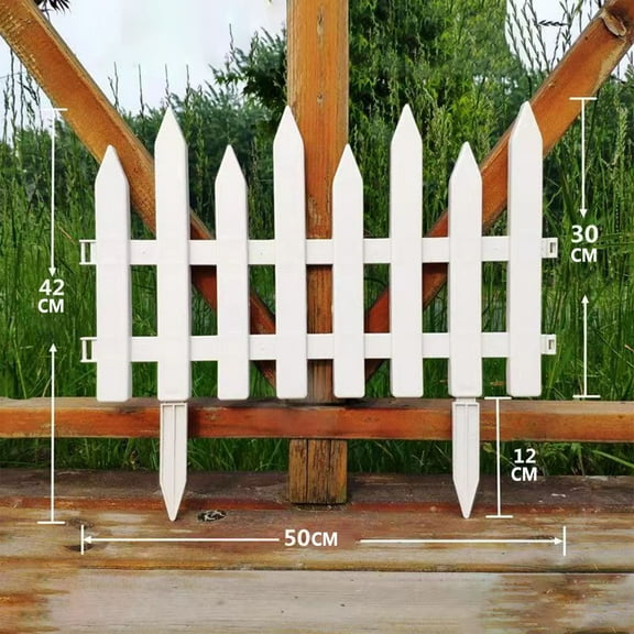 PURELY- Picket Garden Fence Border With Stakes White Privacy Fence Panel No Dig Picket