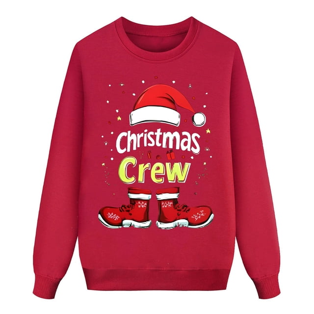 AWZXDE Christmas Pajamas Pyjama Familial de Noël Shorts à Lettres Imprimées Manches Longues Col Rond Chandail à Capuchon Homme,m