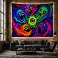 thumbnail image 6 of Neon Abstract Face Pattern Tapestry, 6 of 7