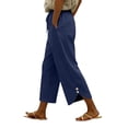 thumbnail image 2 of Lumtrix Capris Pants For Women Spring Summer Dressy Casual Loose Drawstring Elastic High Waist Lounge Cropped Trousers Navy S, 2 of 6