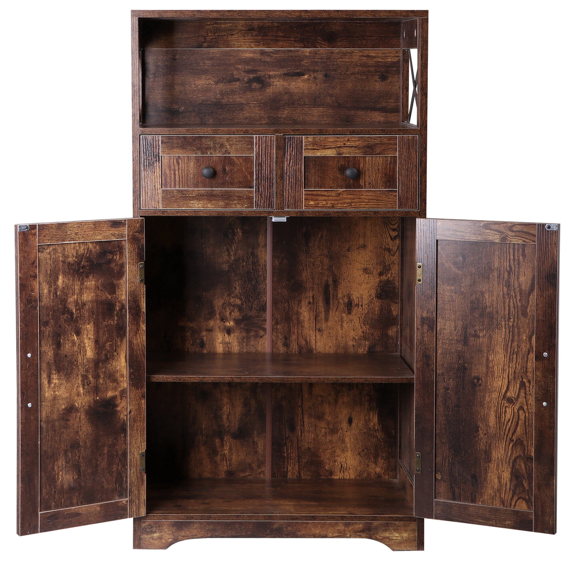 ZENSTYLE Storage Cabinet with 2 Drawers Durable Storage Organizer Floor Cupboard Home Decor Brown