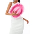 thumbnail image 2 of Sombrero de vaquero Lizxun de fieltro con borde esponjoso y ala de plumas, rosa, 2 of 6