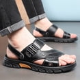 thumbnail image 7 of Xucatan Men'S Pu Leather Flat Sandals With Adjustable Dual-Use Ankle Straps Comfortable Breathable Open-Toe Slip-On Sandals, Soft Casual Sliding Slippers Hiking Sandals Open Toe for Work Driving Gift, 7 of 7