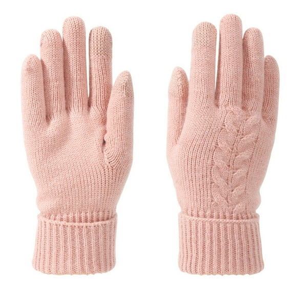 Penkiiy Womens Winter Gloves for Cold Weather, Touchscreen Warm Texting Knit Gloves for Women Girls Soft Velvet Fleece Lined Pink