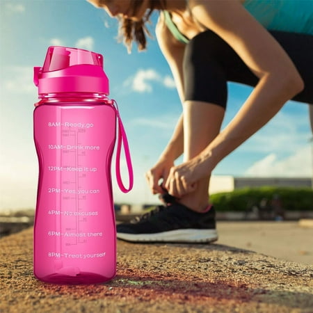 

FensXil Glass&Bottle Bottle With And Motivational Time Marker 64oz Large Capacity Leak Proof Fitness Sports Water Jug