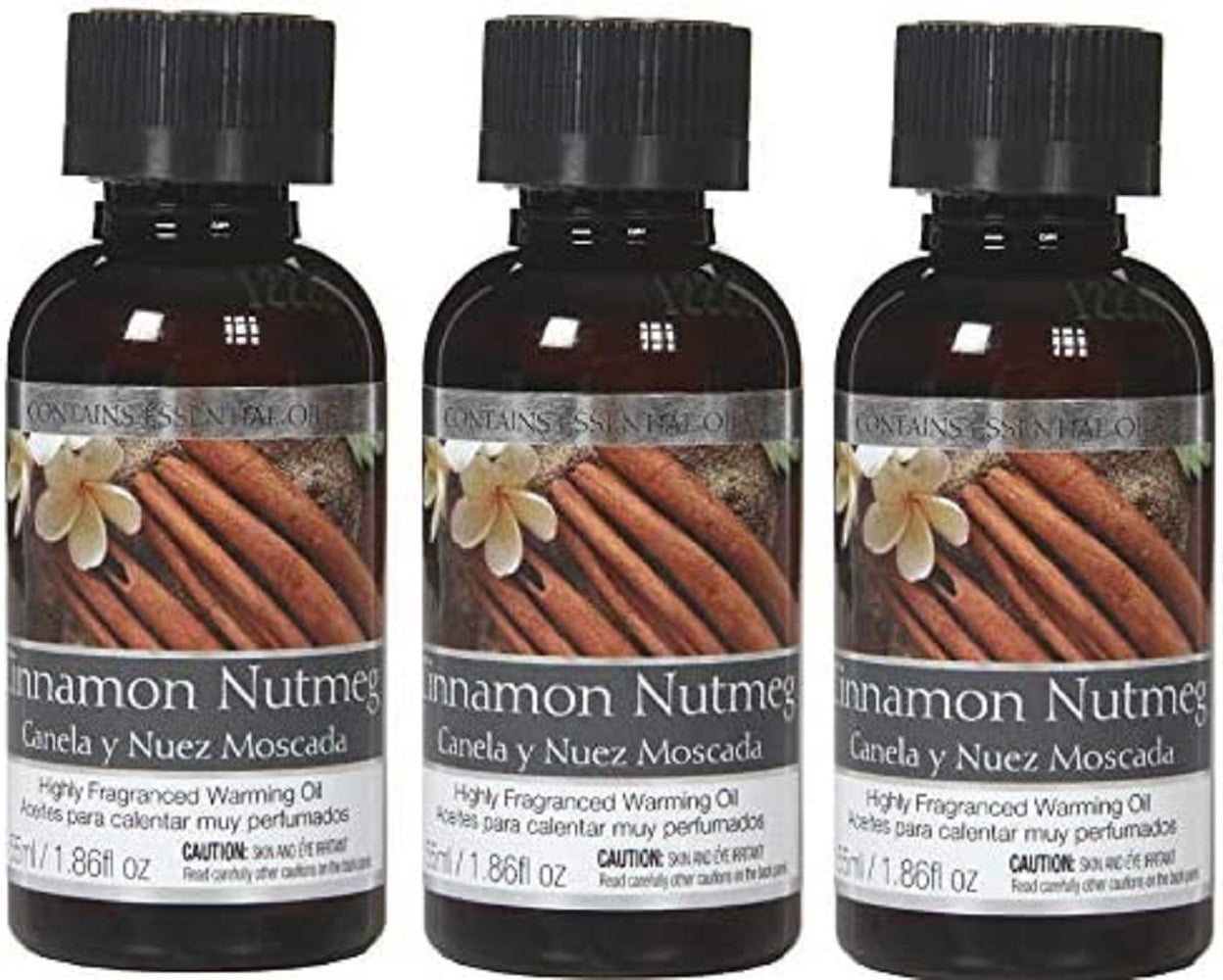 Hosley Set of 3, 2 oz. Cinnamon Nutmeg Scented Warming Oil