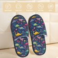 thumbnail image 2 of Balery Dinosaur Flowers Pantuflas de Casa de Felpa Silenciosas con Diseño Estampado, Zapatillas Cómodas Antideslizantes de Algodón para Interior-Large, 2 of 8