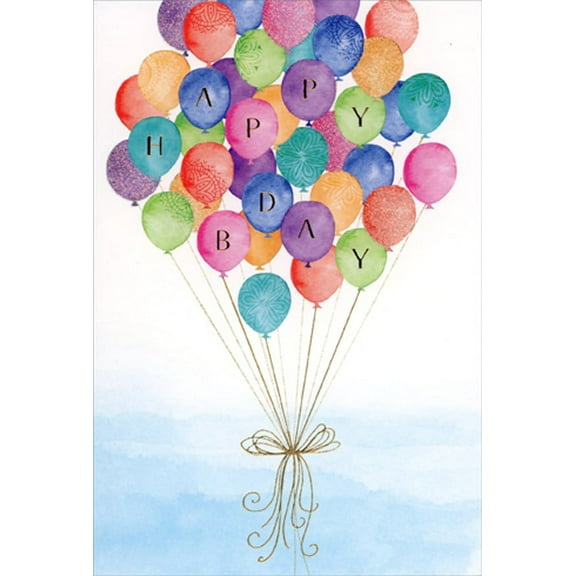Pictura Balloon Bouquet with Gold Foil String Birthday Card
