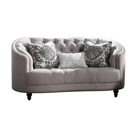 Acme Furniture Loveseat (w/3 Pillows), Light Gray Fabric 52061