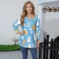thumbnail image 3 of HAVUITYY Easter 3/4 Sleeve Sweaters for Womens, Cute Bunny Eggs Printed Womens Tops, Spring Going Out Shirts for Women Wear & Gifts, 3 of 5