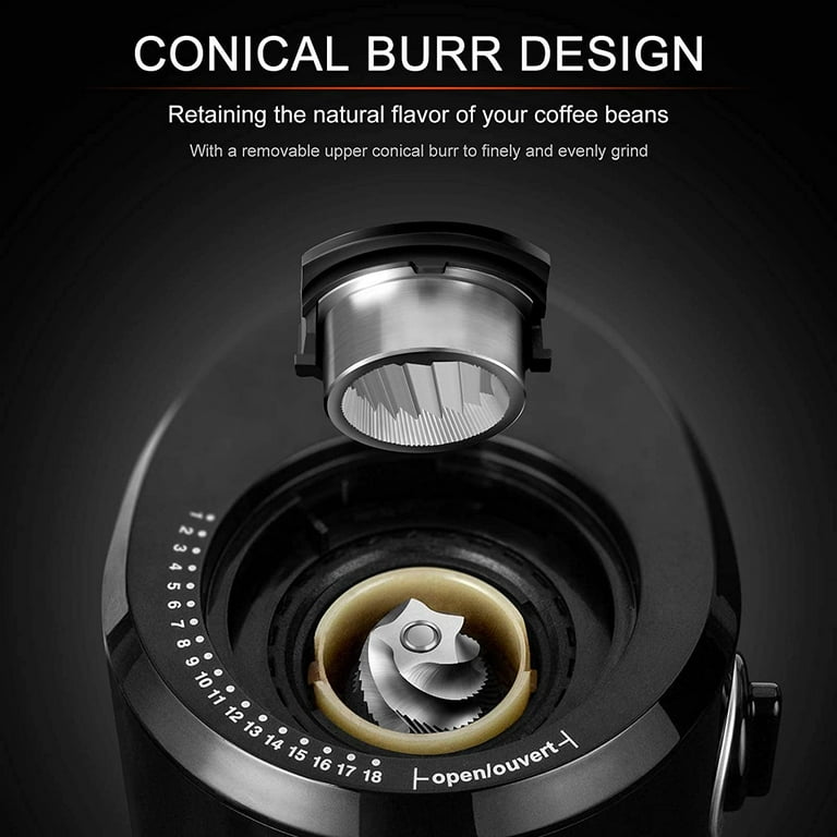 Secura Burr Coffee Grinder, Conical Burr Mill Grinder with 18 Grind Settings  from Ultra-fine to Coarse, Electric Coffee Grinder for French Press,  Percolator, Drip, American and Turkish Coffee Makers - The Secura