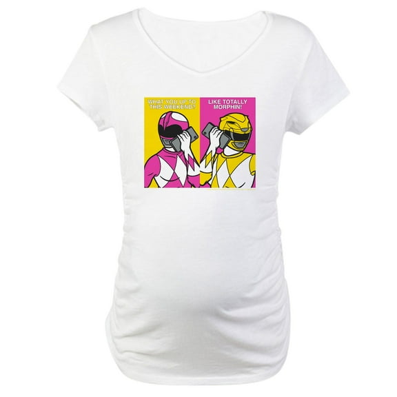 CafePress - Power Rangers On Their C Women's Maternity T Shirt - Cotton Maternity T-shirt, Cute & Funny Pregnancy Tee