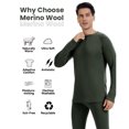 thumbnail image 2 of Woolcano Men's 100% Merino Wool Thermal Base Layer Top, 260 GSM Long Sleeve Shirt for Hiking, Skiing and Cold Weather Activities, 2 of 6