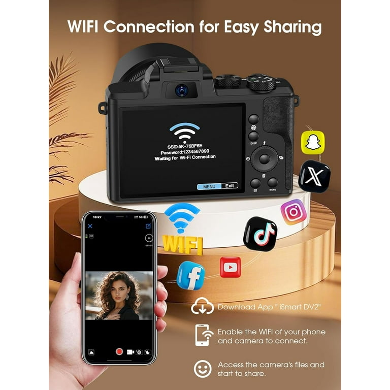 ACTITOP Digital Camera for Photography 8K 88MP Autofocus WiFi Vlog