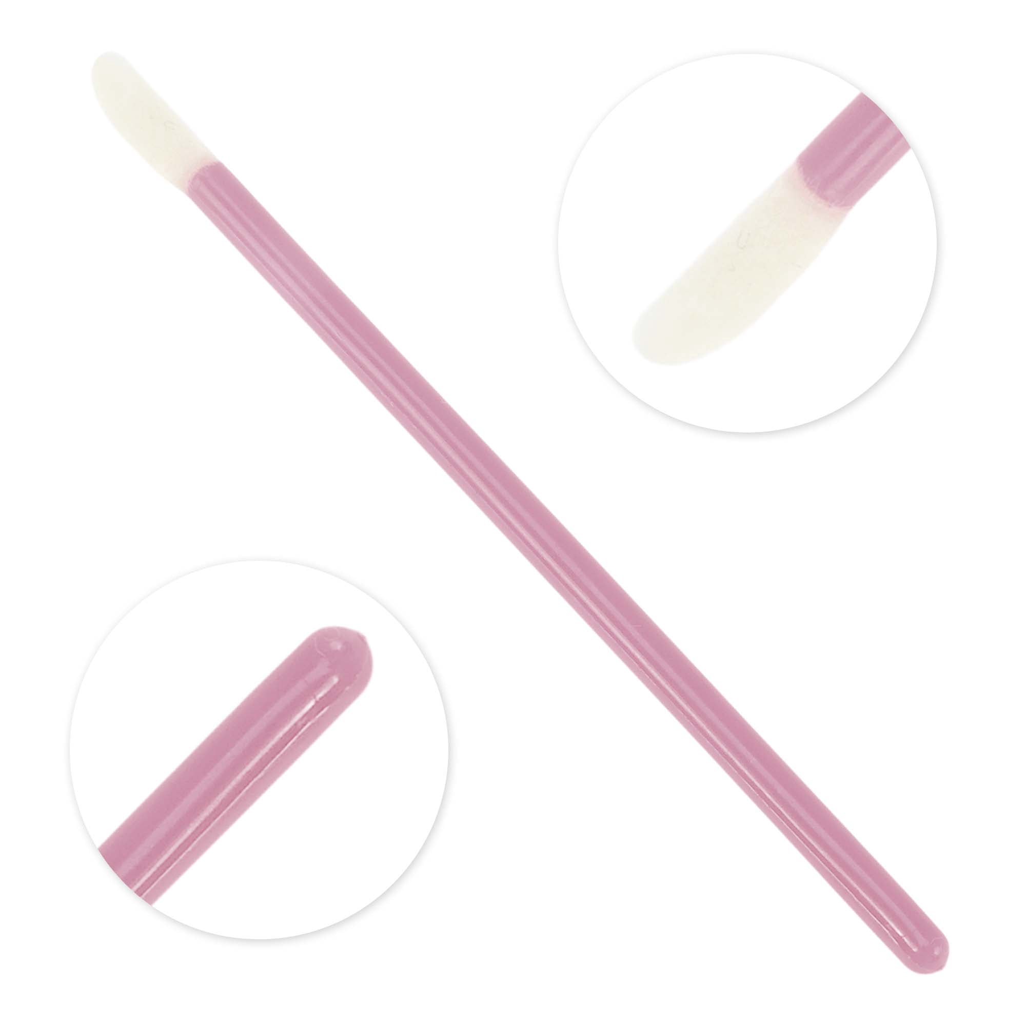 Unique Bargains 100 Pcs Disposable Barreled Solid Rod Lip Brush for Vacation Pink