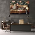 thumbnail image 5 of Mudket Leopard on Vintage Floral Sofa Framed Canvas Wall Art, Luxury Retro Animal Print Wall Art for Women Living Room, Bedroom, Home Office Decor, Ready to Hang-40"L x 28"W, 5 of 10