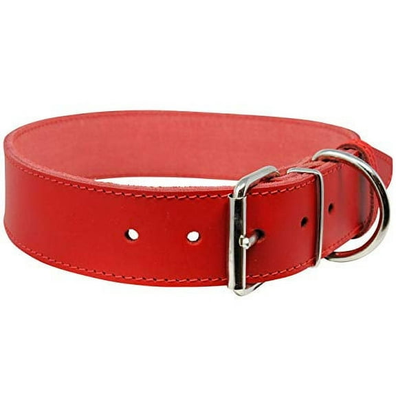 High Quality Genuine Leather Dog Collar Red 7 Colors (18"-20.5" Neck; 1.25 Wide)
